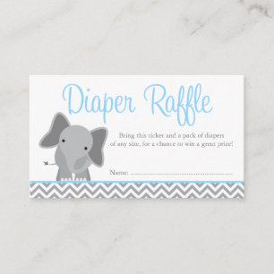 Carte D'accompagnement Billet chic Elephant Bleu Chevron Roulette