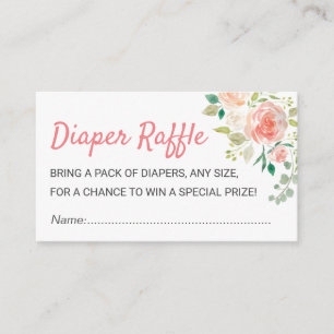 Carte D'accompagnement Billet chic floral de tombola de couche-culotte de