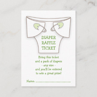Carte D'accompagnement Billet Cute Diaper avec Épingles Vertes Baby showe