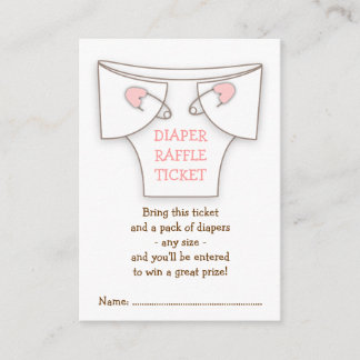 Carte D'accompagnement Billet Cute Diaper avec Pins Rose Baby shower Raff