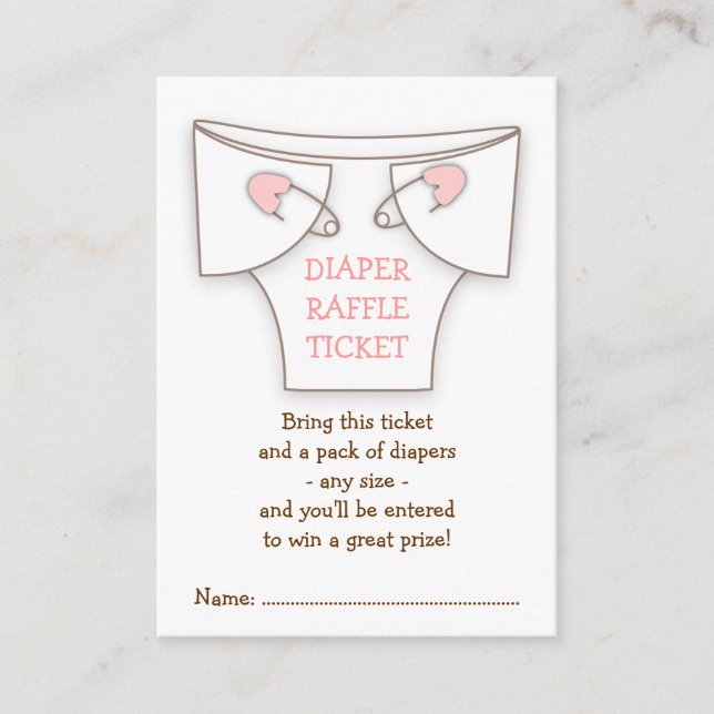 Carte D'accompagnement Billet Cute Diaper avec Pins Rose Baby shower Raff (Devant)