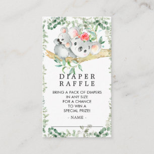 Carte D'accompagnement Billet Cute Koala Bear Baby shower Déchets Raffle