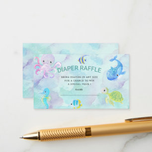 Carte D'accompagnement Billet Cute Under the Sea Diaper Raffle