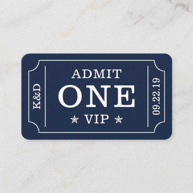 Carte D'accompagnement Billet d'Admission à une Soirée Moderne - Bleu Mar (Devant)