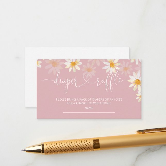 Carte D'accompagnement Billet Daisy Baby shower Daisy Raffle (Devant/Arrière en situation)