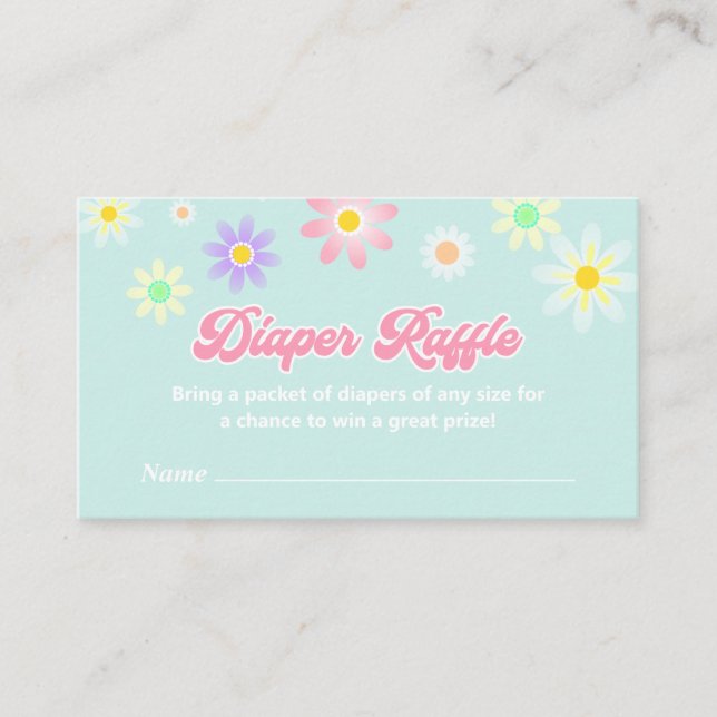 Carte D'accompagnement Billet Daisy Retro Baby shower Daisy Raffle (Devant)