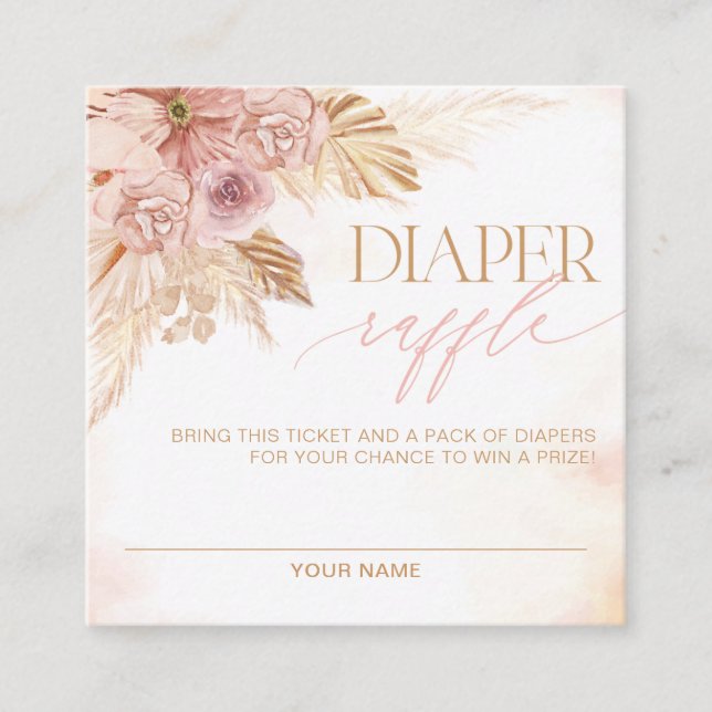Carte D'accompagnement Billet de Baby shower Cute Pampas Diaper Raffle Je (Devant)