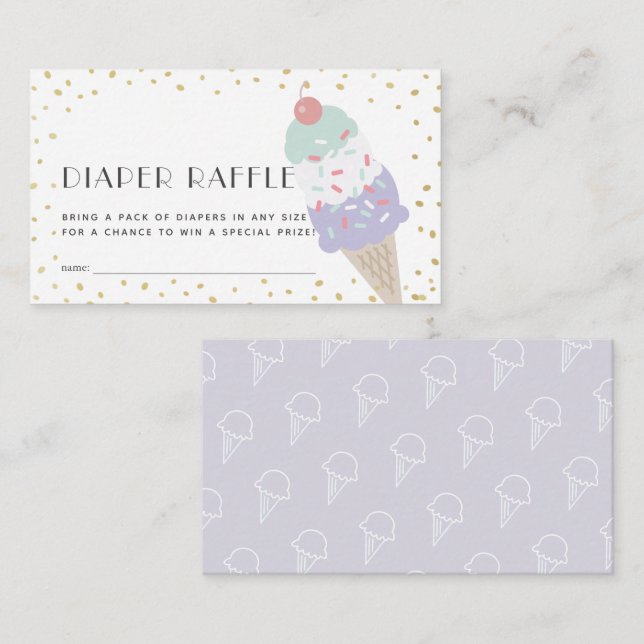 Carte D'accompagnement Billet de Baby shower de calamité de crème glacée  (Devant / Derrière)