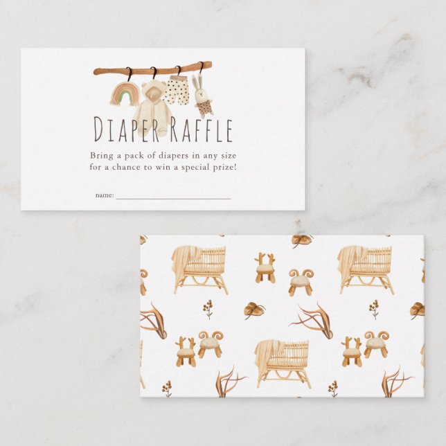 Carte D'accompagnement Billet de Baby shower de linge de toilette Boho (Devant / Derrière)