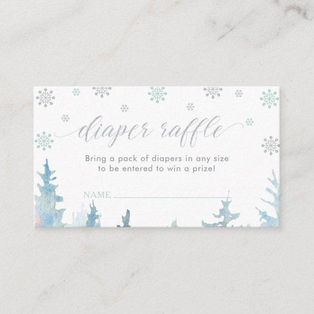 Carte D'accompagnement Billet de Baby shower de plongée Silver Winter Boy (Devant)