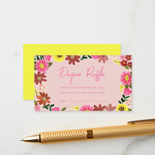 Carte D'accompagnement Billet de Baby shower floral rose mignon
