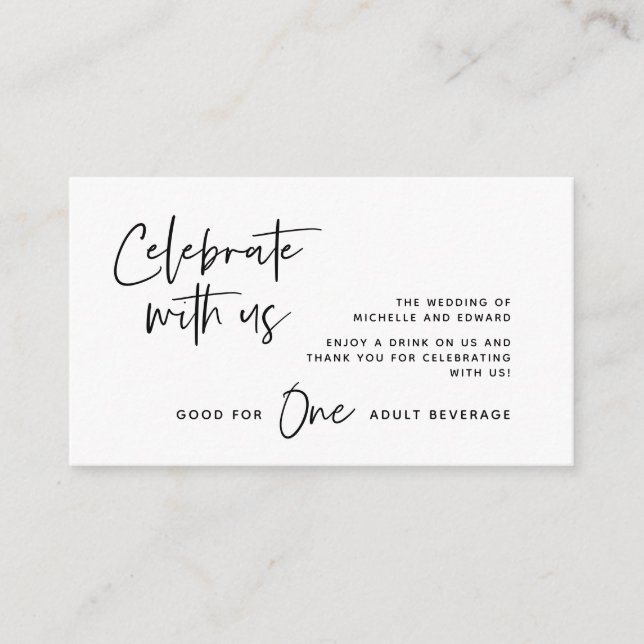Carte D'accompagnement Billet de boisson, Boisson pour adultes, Célébrez  (Devant)