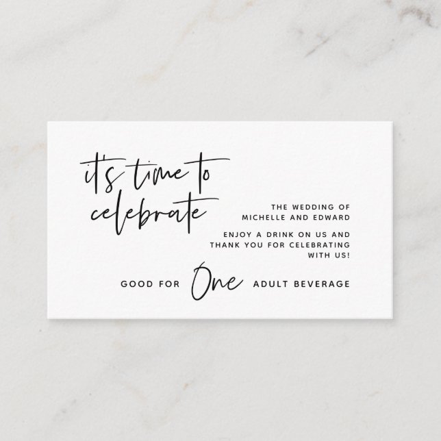 Carte D'accompagnement Billet de boisson, Boisson pour adultes, Heureux p (Devant)