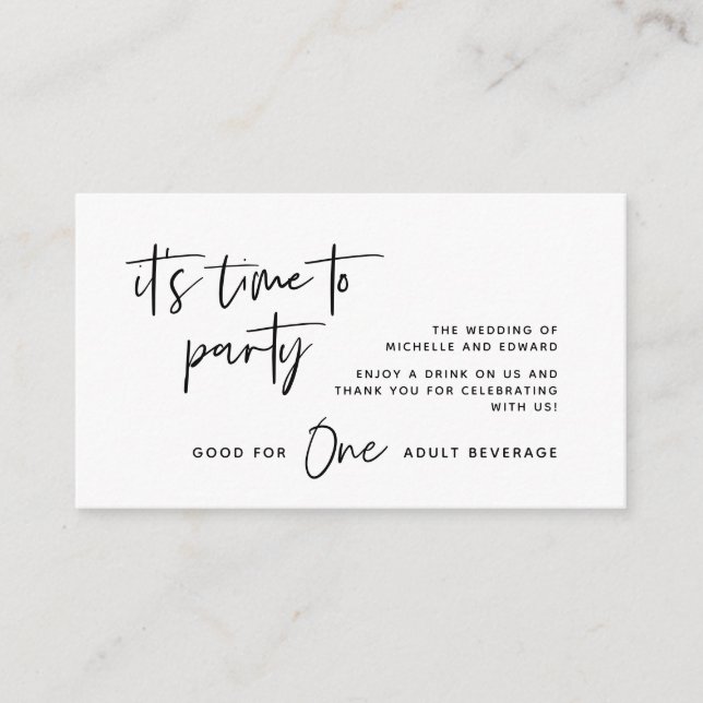 Carte D'accompagnement Billet de boisson, Boisson pour adultes, Heureux p (Devant)