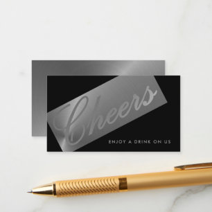Carte D'accompagnement Billet de boisson "Cheers" écriture Black & Silver