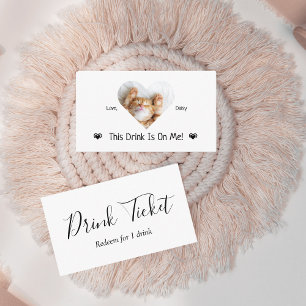 Carte D'accompagnement Billet de boisson de mariage avec photo de chat pe