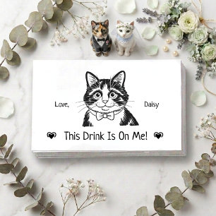 Carte D'accompagnement Billet de boisson de mariage de chat personnalisé