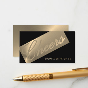 Carte D'accompagnement Billet de boisson élégant "Cheers" en noir et or é