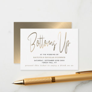 Carte D'accompagnement Billet de Boisson Gratuit Style Script Effet Métal