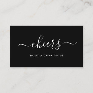 Carte D'accompagnement Billet de boissons gratuits Simple Script - Noir &