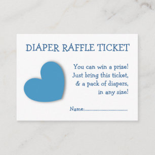 Carte D'accompagnement Billet de caleçon Raffle Cute Blue Heart pour bébé