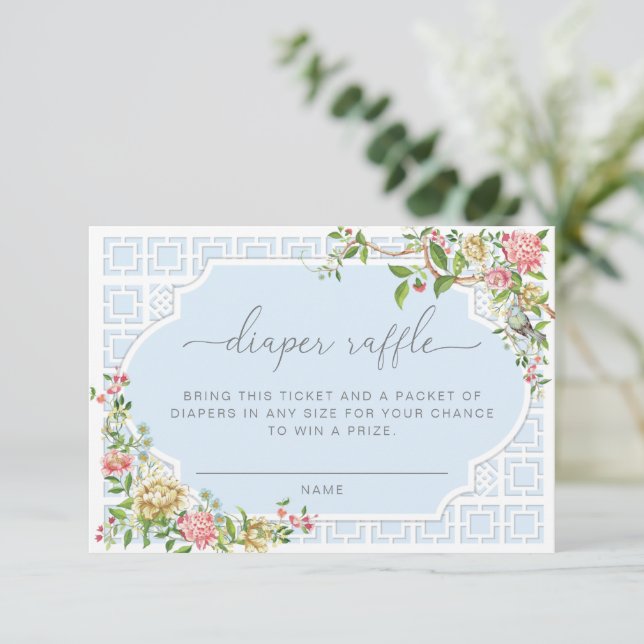 Carte D'accompagnement Billet de rabat à couches bleu Chinoiserie - Trano (Debout devant)