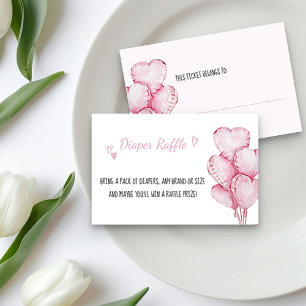 Carte D'accompagnement Billet de rabat avec ballons de coeur rose