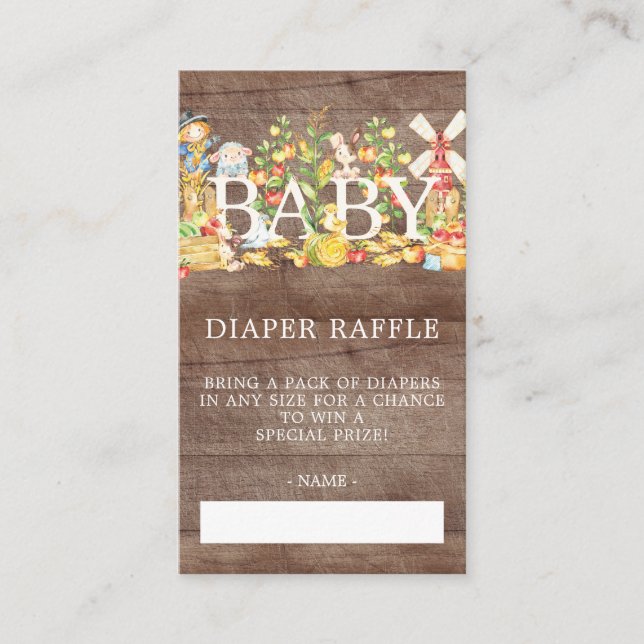 Carte D'accompagnement Billet de rabat Baby shower de la couche agricole (Devant)