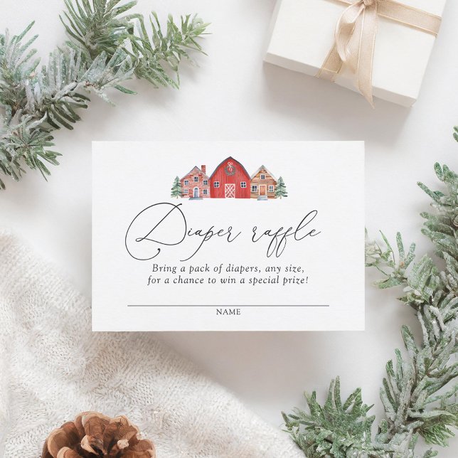 Carte D'accompagnement Billet de rabat Baby shower du village de Noël (Créateur téléchargé)