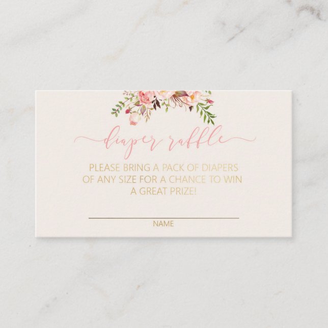 Carte D'accompagnement Billet de rabat Baby shower Floral Girl rose (Devant)