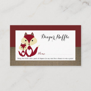 Carte D'accompagnement Billet de rabat Baby shower Red Fox Burlap