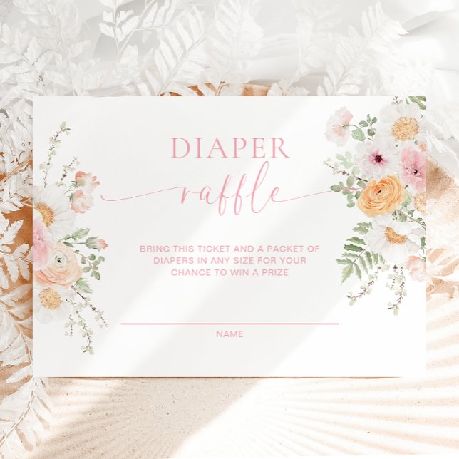 Carte D'accompagnement Billet de rabat Millie Floral Baby shower (Diaper Raffle Ticket Millie Floral)