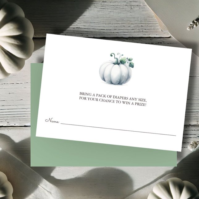 Carte D'accompagnement Billet de rabat, Petit Citrouille blanc (baby shower invitation insert card watercolor white pumpkin)