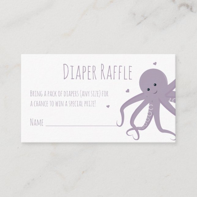 Carte D'accompagnement Billet de rabat Raffle pourpre Coeurs octopus pour (Devant)