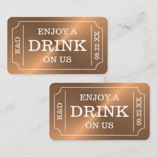 Carte D'accompagnement Billet de style Rose Gold "Profitez d'une boisson