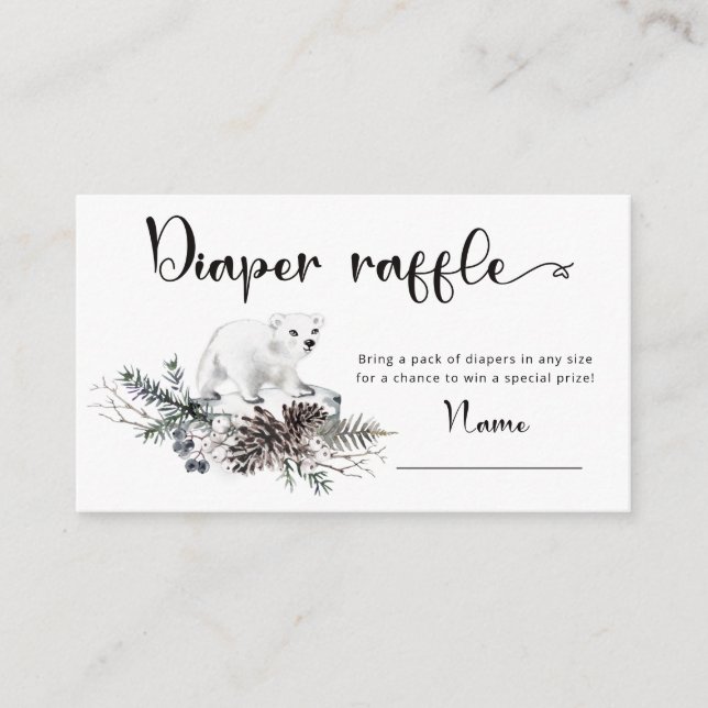 Carte D'accompagnement Billet de tirage au sort pour baby shower d'hiver (Devant)