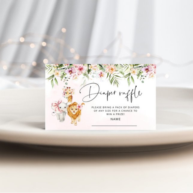 Carte D'accompagnement Billet de tirage au sort pour filles Safari animau (Créateur téléchargé)