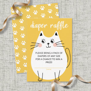 Carte D'accompagnement Billet de tirage de tombola de chats mignon blanc