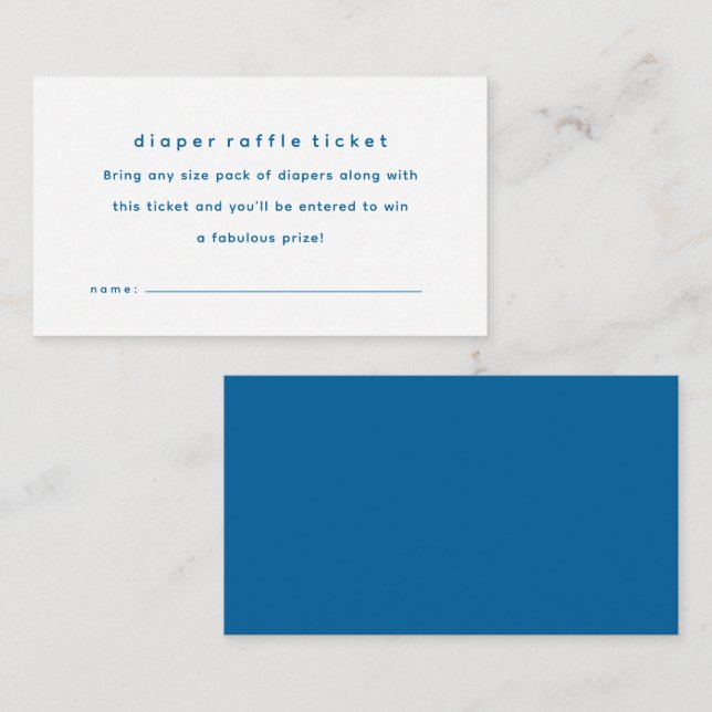 Carte D'accompagnement Billet de tirage simple baby shower bleu (Devant / Derrière)