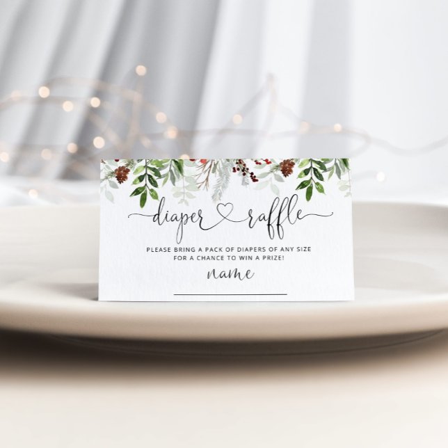 Carte D'accompagnement Billet de tombola à feuillage persistant sapin de  (Créateur téléchargé)