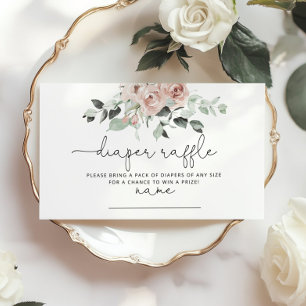 Carte D'accompagnement Billet de tombola à fleurs rose pâle