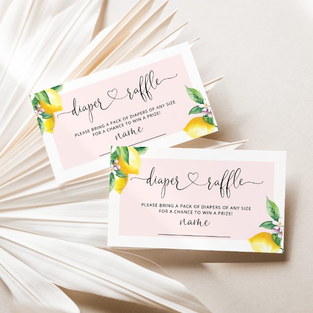 Carte D'accompagnement Billet de tombola au citron rose aquarelle (Créateur téléchargé)