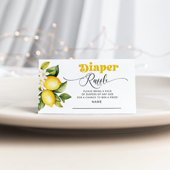 Carte D'accompagnement Billet de tombola baby shower citron (Créateur téléchargé)