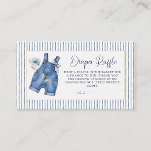 Carte D'accompagnement Billet de tombola couche bébé en jean bleu salopet
