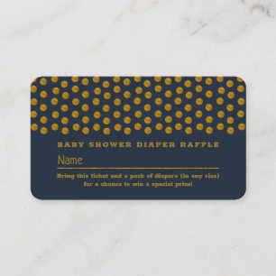 Carte D'accompagnement Billet de tombola couche bleu et or à pois