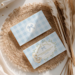 Carte D'accompagnement Billet de tombola couche gingham bleu Oie Silly