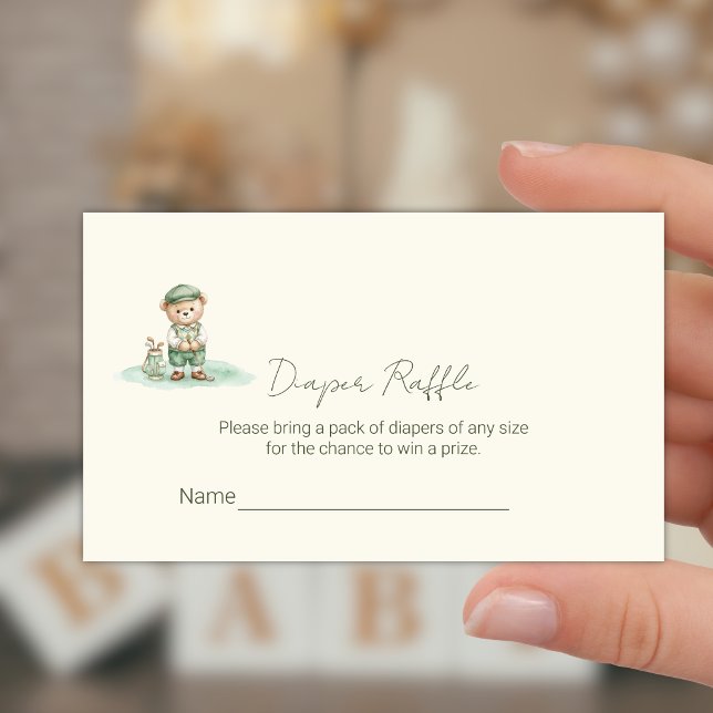Carte D'accompagnement Billet de tombola de couche de golf Ourson Mignon  (Créateur téléchargé)