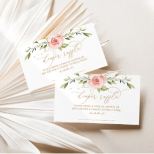 Carte D'accompagnement Billet de tombola de couche florale rose doré
