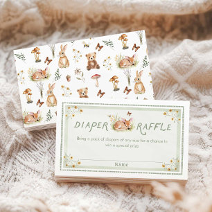Carte D'accompagnement Billet de tombola de couche pour Baby Shower Forêt