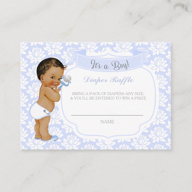 Carte D'accompagnement Billet de tombola de couche pour bébé garçon bleu  (Devant)